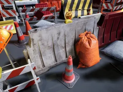 Barriers and Barricades Low-poly 3D model