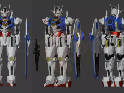 Gundam Aerial Cosplay Pepakura Foam Unfold 3D model