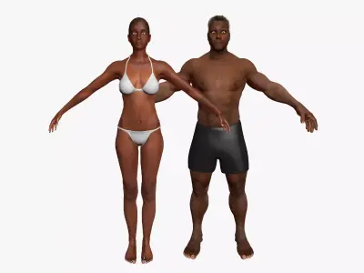 African American Man And Woman Character 3D model