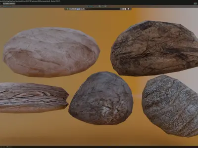 5realistic rock assets with detailed surface variation sandstone Low-poly 3D model