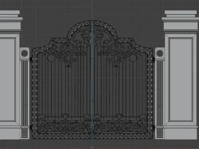 Medieval gate - game assets Low-poly 3D model