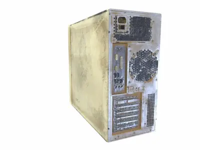 White retro computer system block case da1 Low-poly 3D model