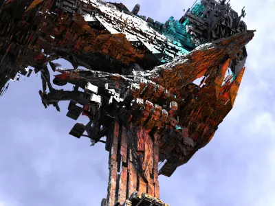 Cyberpunk asteroid tower headquarters 3D model