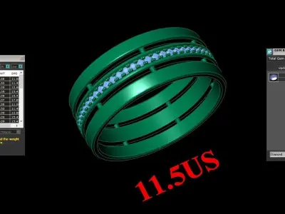 Light Gold Diamond Men Ring 2MR092 3D model
