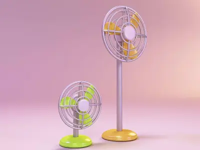 Miniature dollhouse furniture desktop fan and floor fan 3D print model