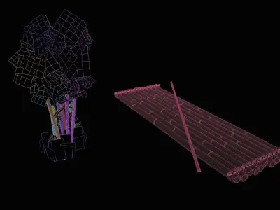 Bamboo Tree Raft Scene 3D model