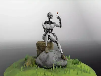Diorama Robot - Post War Low-poly 3D model