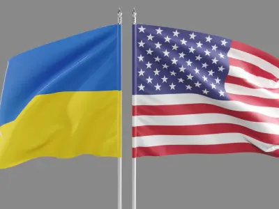 Flag USA Ukraine Support 3D model