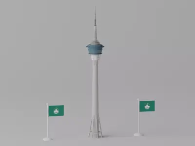 Cartoon Macau Tower Landmark 3D model