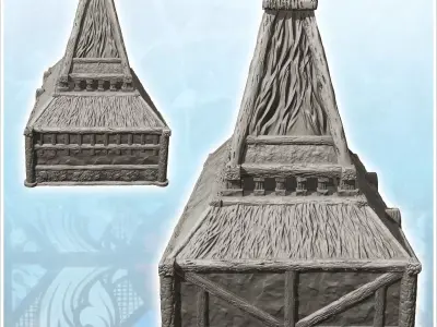 Medieval building with very high roof and entrance canopy 7 - Me 3D print model