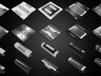 Sci-Fi Panels Low Poly  Low-poly 3D model