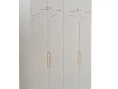 Wardrobe 3 door with brass handles 3D model