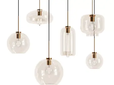 VILMO glass and brass pendant lights 3D model