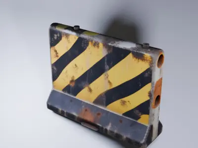 Low Poly Concrete Road Barrier -Street Barricade 3D model