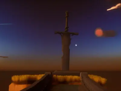 Stylized Sword Statue Low-poly 3D model