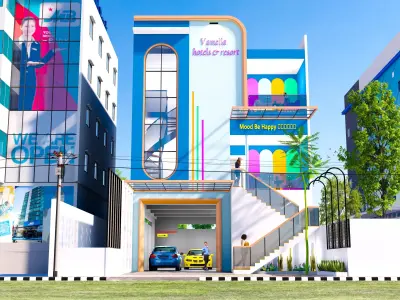 3 floors Hotel design full interior 3D model