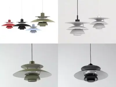 PH 5 different colored pendant lights hanging from ceiling 3D model