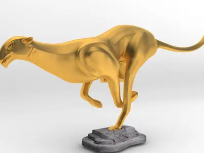 Leopard Running Sculpture  V1- 3D printable sculpture 3D print model