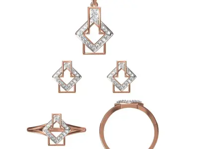 Light wt Ring Earrings Pendant set 3dm stl 1-render details 3D print model 10