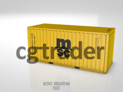 Shipping Container Low Poly 20ft Low-poly 3D model