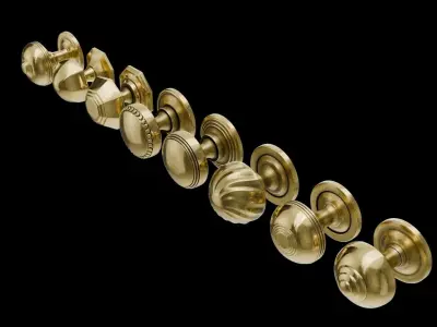 8 Golden door handles 3D model