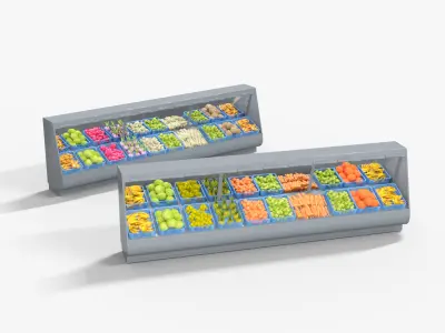 Supermarket Veg Stand Shelve Low-poly 3D model