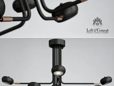 Curved Stix Chandelier 12 Black 3D model