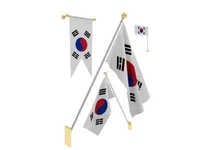 Flags of South Korea 3D model