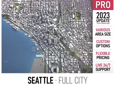 Seattle - 3D City Model Low-poly 3D model