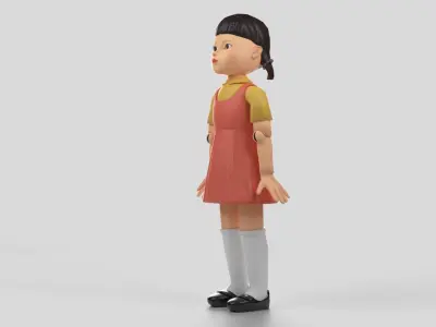 Squid Game Doll - rigged 3D model Low-poly 3D model