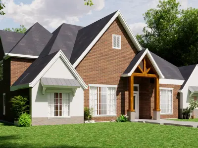 Realistic Exterior House Low-poly 3D model