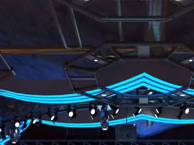 nightclub interior of with neon lights  3D model