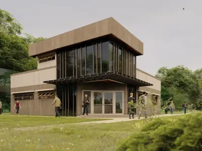 Single Storey Library Low-poly 3D model