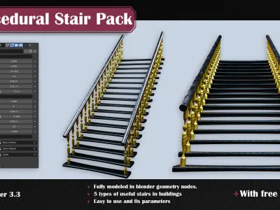 Procedural Stair Pack 3D model