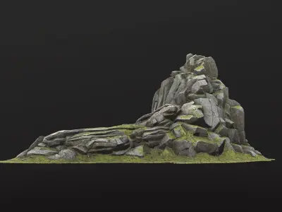 Rock Island mountains 2  Low-poly 3D model