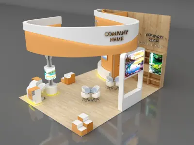 Booth Exhibition Stand Stall 6x8m Height 500 cm 3 Side Open 3D model