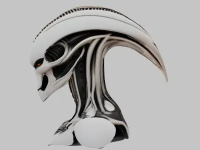 Fantasy Alien Head Bust Figure Low-poly 3D model