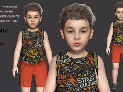 AAA 3D REALISTIC HUMAN CHARACTER - EUROPEAN LITTLE BOY  KIDS Low-poly 3D model