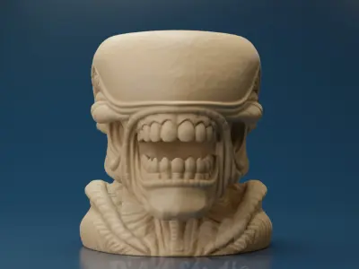 Biomechanical Horror Head Planter STL for 3D Printing 3D print model