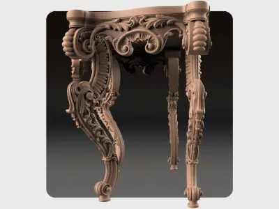 Carved console 4 leg for CNC 04 3D model