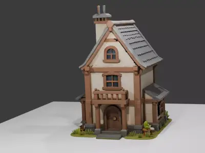 Cabana medieval Low-poly 3D model