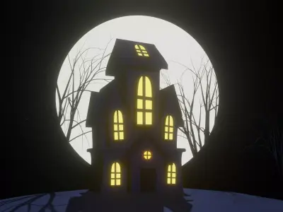 Low Poly Spooky House  Low-poly 3D model