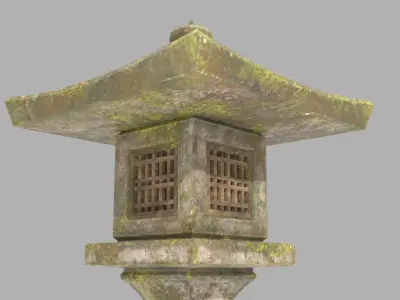 Japanese Stone Lantern Low-poly 3D model