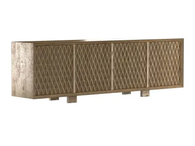 Cerused Oak Four Door Cabinet 3D model