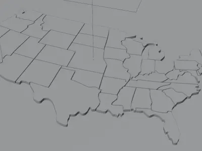 United states map 3D 3D model