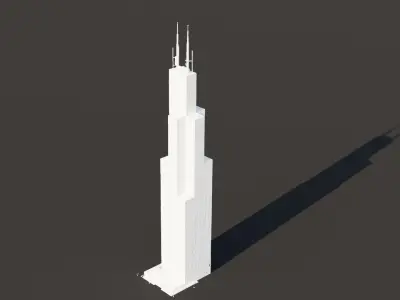 Willis Tower Chicago  Low-poly 3D model