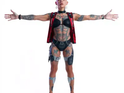 Cyberpunk Tattooed Character model pack Low-poly 3D model