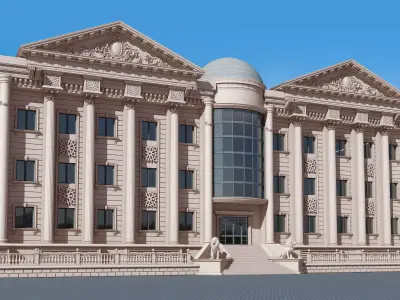 Building with stone facade 3D model