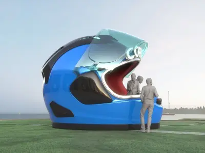 Helmet-Themed Coffee Shop 3D model