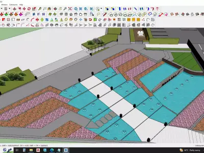 Building entrace outer environment model 3D model